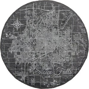 Sioux Falls, South Dakota Slate Coaster Set: Detailed City Map