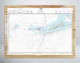 Florida Keys Nautical Chart: Coastal 3D Pine Wood Wall Art