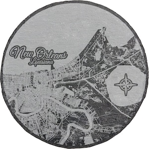 New Orleans, Louisiana Round Slate Coaster | Coaster Set | Housewarming Gift | Home Decor | Slate Coaster of New Orleans, LA