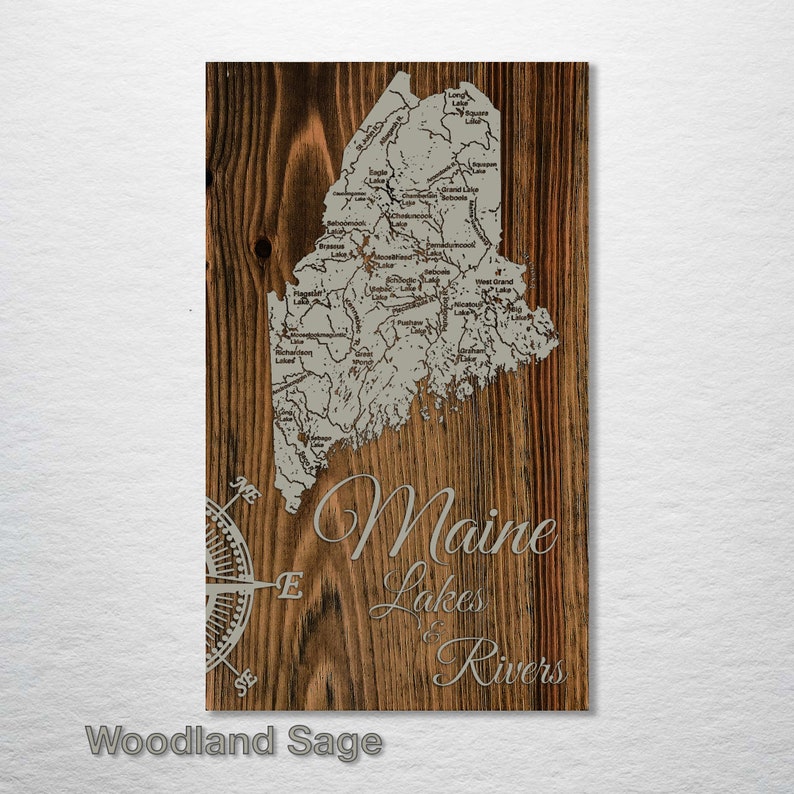 Maine Lakes /& Rivers; Wood Wall Art Groomsmen Gift Wood Burning Art Rustic Home Decor Bridesmaid Gift Wedding Gift
