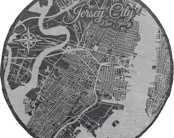 Jersey City, New Jersey Round Slate Coaster