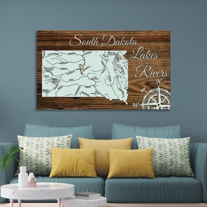 South Dakota: Lakes and Rivers| Wood Wall Decor