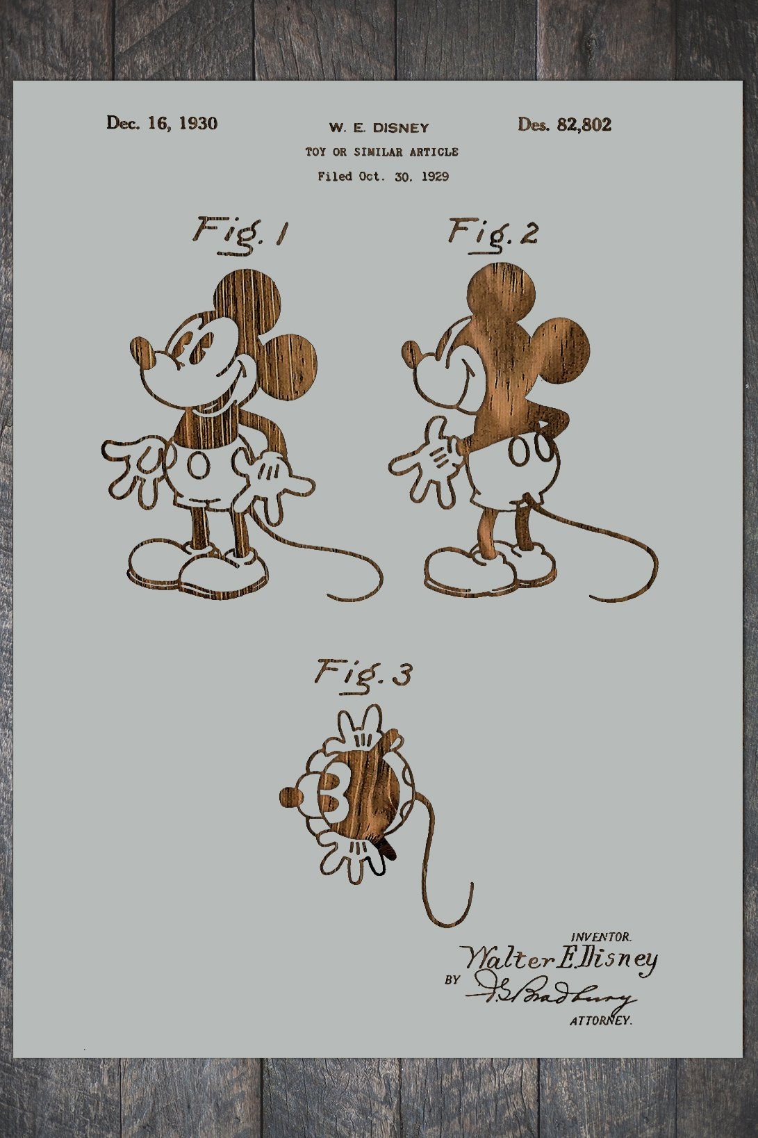 Mickey Mouse Wood Patent | Mickey Mouse | Vintage Mickey