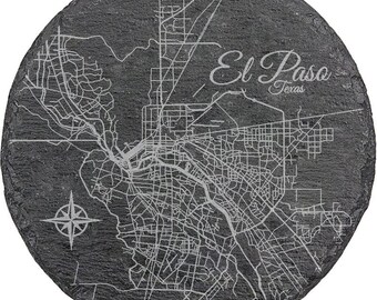 El Paso, Texas Round Slate Coaster