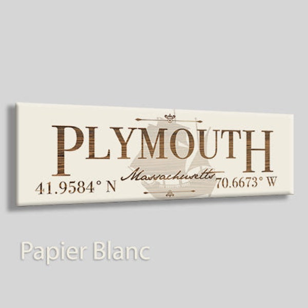 Massachusetts: Plymouth Stick (12"x3.75")| Wood Wall Decor | Decorative City Plaque | Home Decor | Engraved Wood Plaque