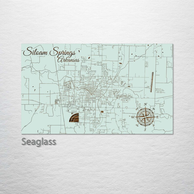 Arkansas Siloam Springs Street Map Wood Engraved Maps Wall Etsy