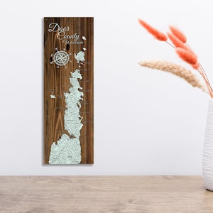 Wisconsin: Door County with Towns Map| Wood Wall Decor