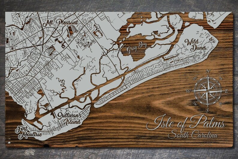 Bridesmaid Gift South Carolina; Wood Wall Art Wedding Gift Wood Burning Art Isle of Palms Rustic Home Decor Groomsmen Gift