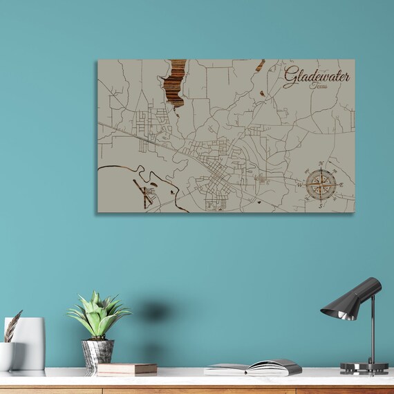Texas Gladewater Street Map Etsy