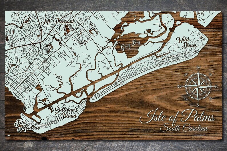 Bridesmaid Gift South Carolina; Wood Wall Art Wedding Gift Wood Burning Art Isle of Palms Rustic Home Decor Groomsmen Gift