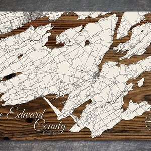 Prince Edward County Wood Engraved Map Art