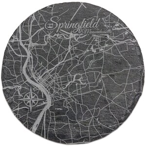 Springfield, Massachusetts Round Slate Coaster | Coaster Set | Housewarming Gift | Home Decor | Slate Coaster of Springfield, MS