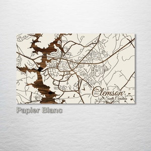 Clemson, South Carolina Street Map| Wood Wall Decor | Wood Wall Map | Wood Engraved Map of Seabrook Clemson, SC | City Street Map