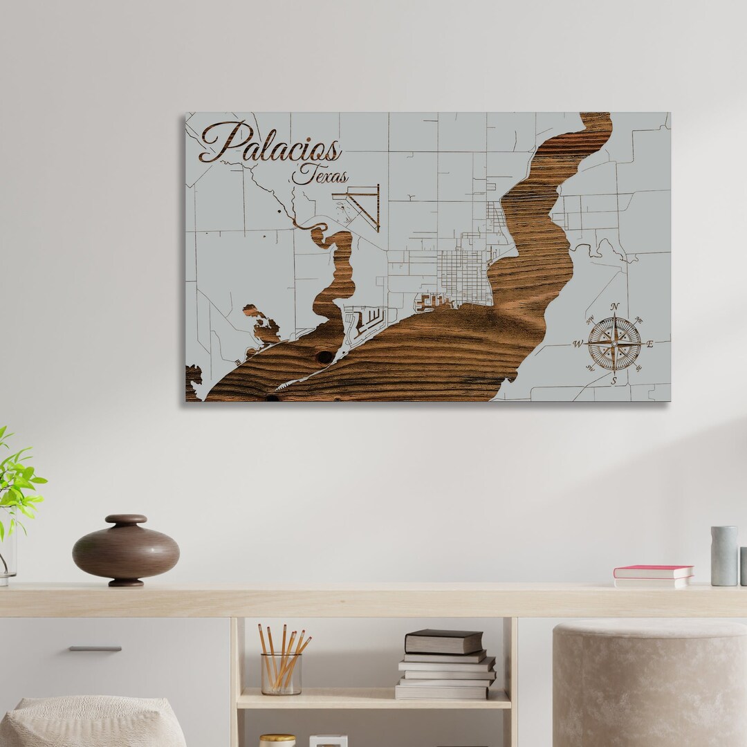 Palacios Texas Street Map Wood Wall Art Wood Wall Map Etsy