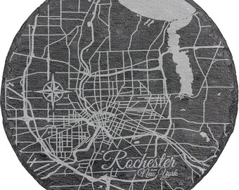 Rochester, New York Round Slate Coaster
