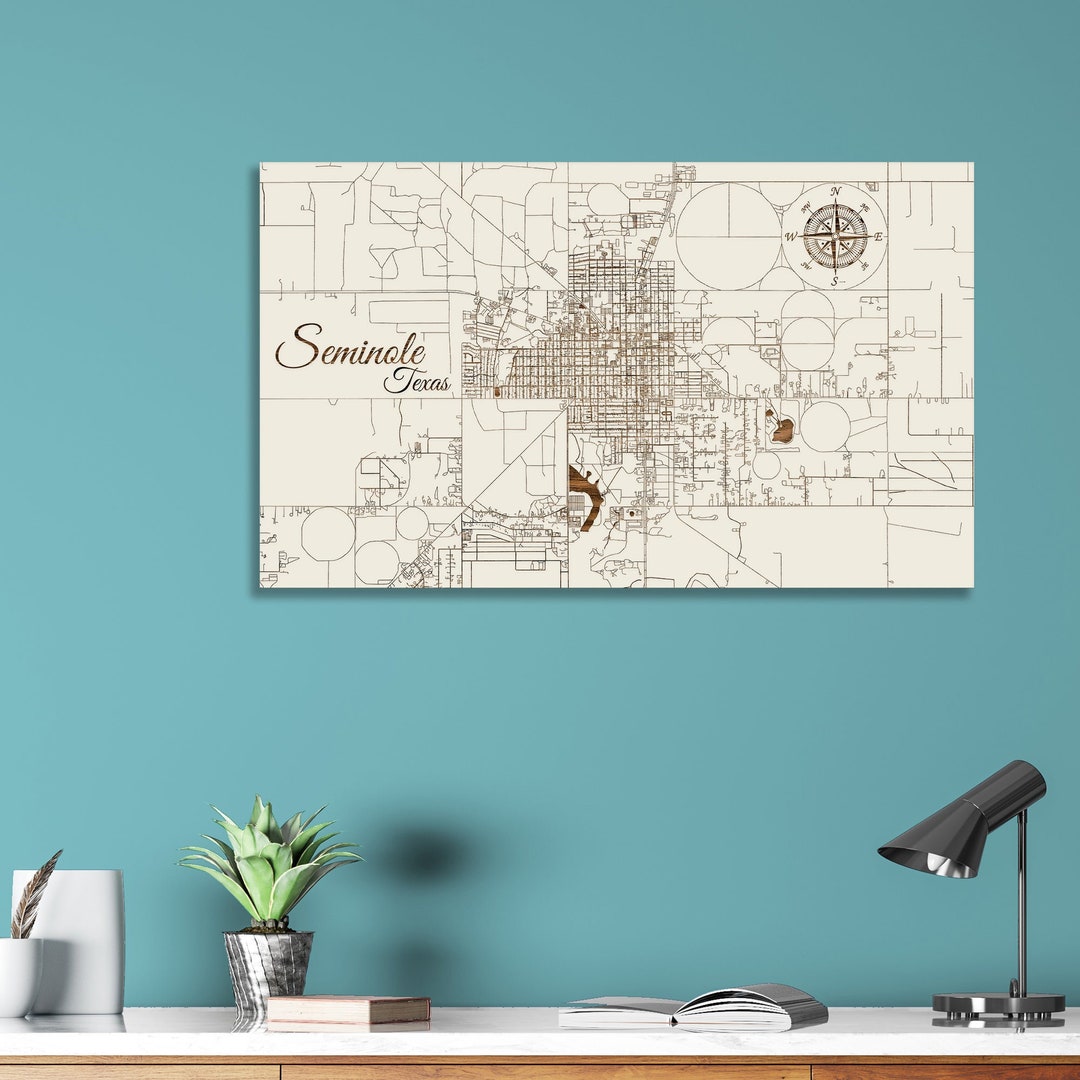 Texas Seminole Street Map Wood Wall Decor Etsy