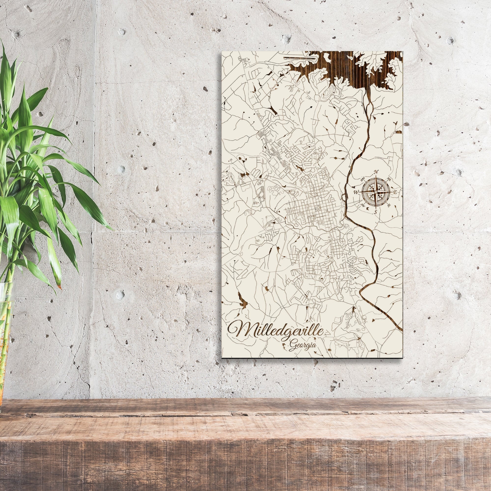 Milledgeville Georgia Street Map: Wood Engraved Wall Art - Etsy
