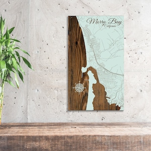 Morro Bay California Map: Laser Engraved Wood Wall Art