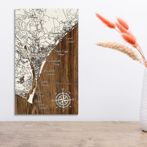 Wilmington, North Carolina Street Map | Wood Wall Art | Wood Wall Map | Wood Engraved Map of Wilmington, NC | Map Artwork | City Street Map