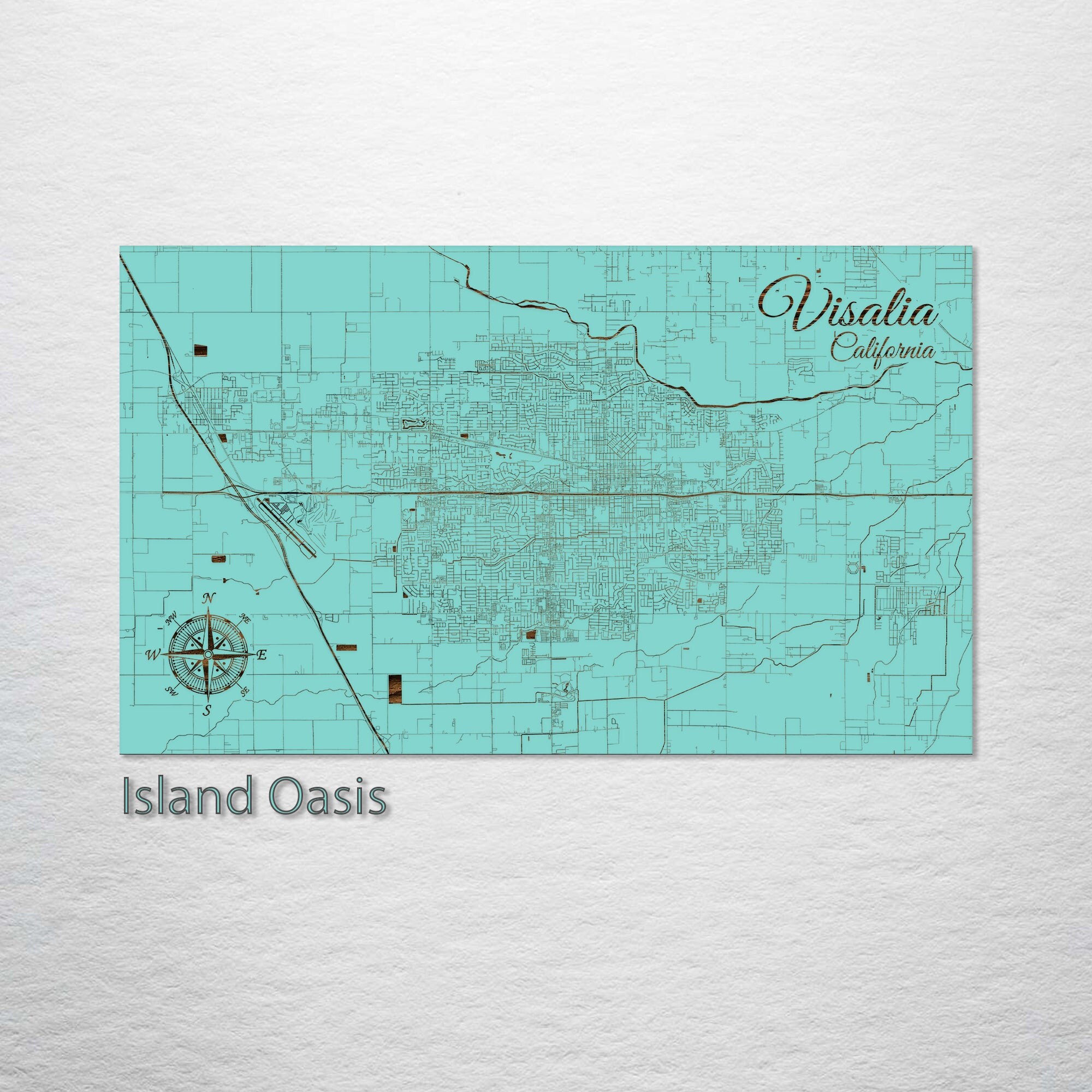 Visalia Ransacker Map Visalia California Street Map: Wood Engraved Wall Art - Etsy