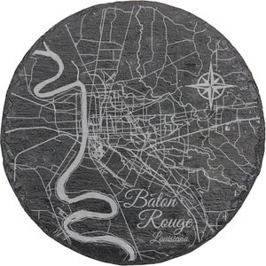 Baton Rouge, Louisiana Round Slate Coaster | Coaster Set | Drink Coaster | Housewarming Gift | Home Decor | Slate Coaster of Baton Rouge, LA