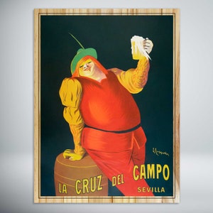 Leonetto Cappiello Vintage Beer Ad: 3D Elevated Art Print on Pine Wood