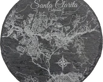 Santa Clarita, California Round Slate Coaster