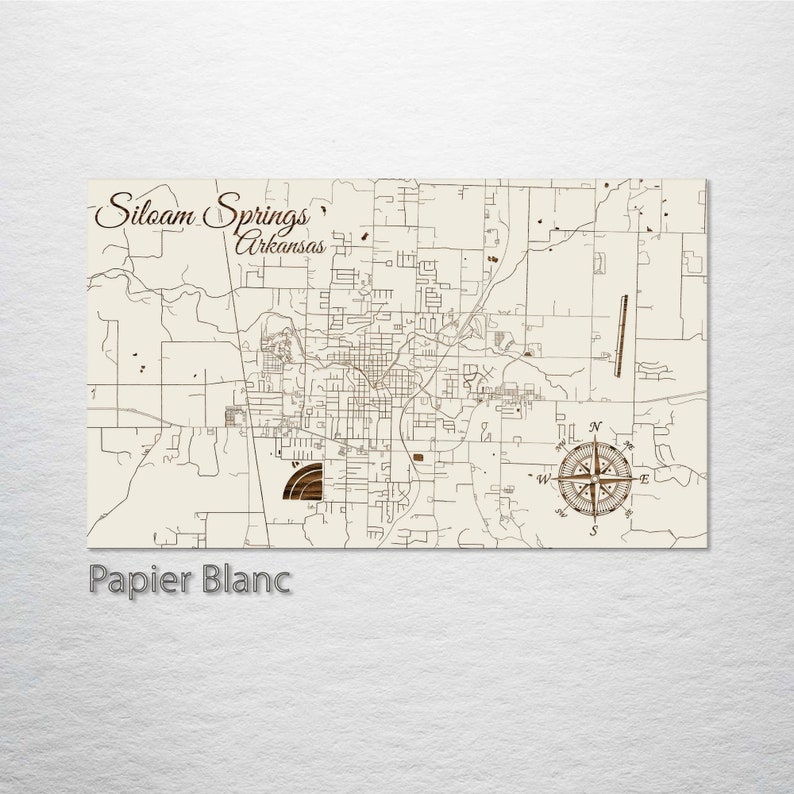 Arkansas Siloam Springs Street Map Wood Engraved Maps Wall Etsy