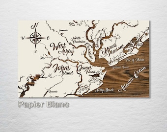 Charleston, South Carolina Whimsical Map Print | Artistic Wall Decor | Home and Office Decor | Wood Engraved Maps Trending Wall Art Gift