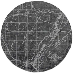 Thornton, Colorado Round Slate Coaster | Coaster Set | Drink Coaster | Housewarming Gift | Home Decor | Slate Coaster of Thornton, CO