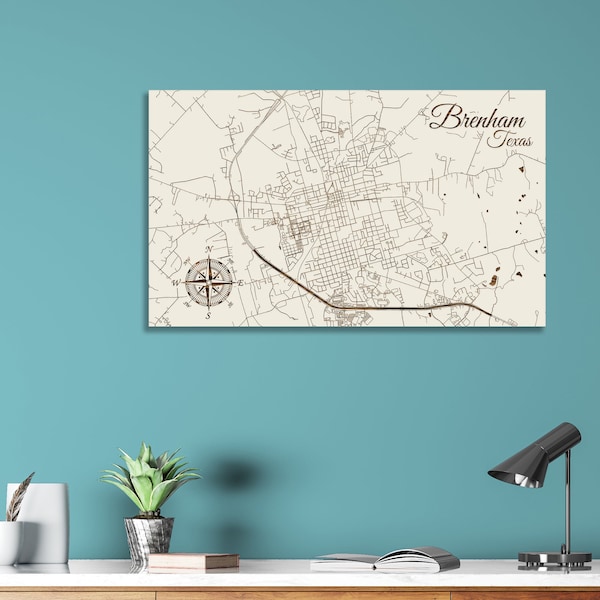 Map Brenham Texas Etsy