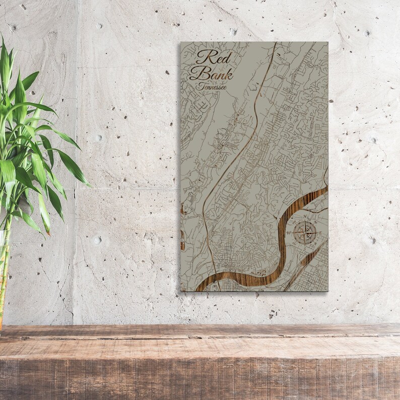 Tennessee: Red Bank Street Map| Wood Wall Decor - Etsy