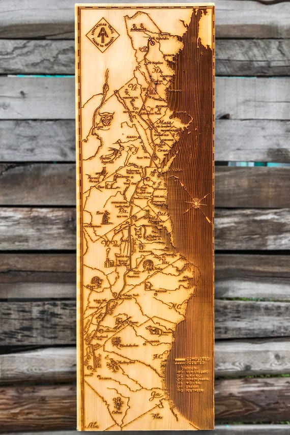 Appalachian Trail Wood Burned Map Etsy
