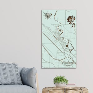 Firebaugh, California Engraved Wood Wall Map