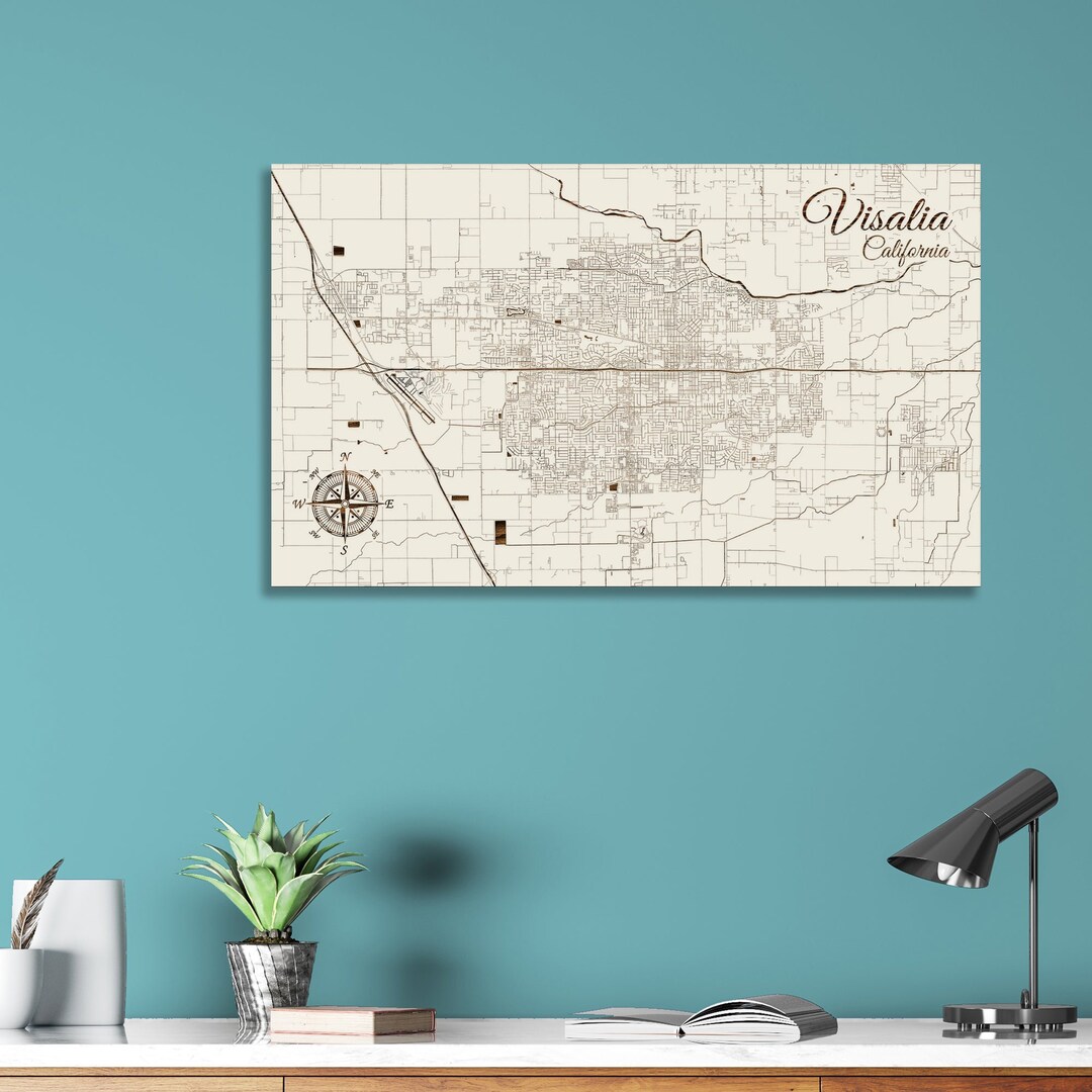Visalia Ransacker Map Visalia California Street Map: Wood Engraved Wall Art - Etsy