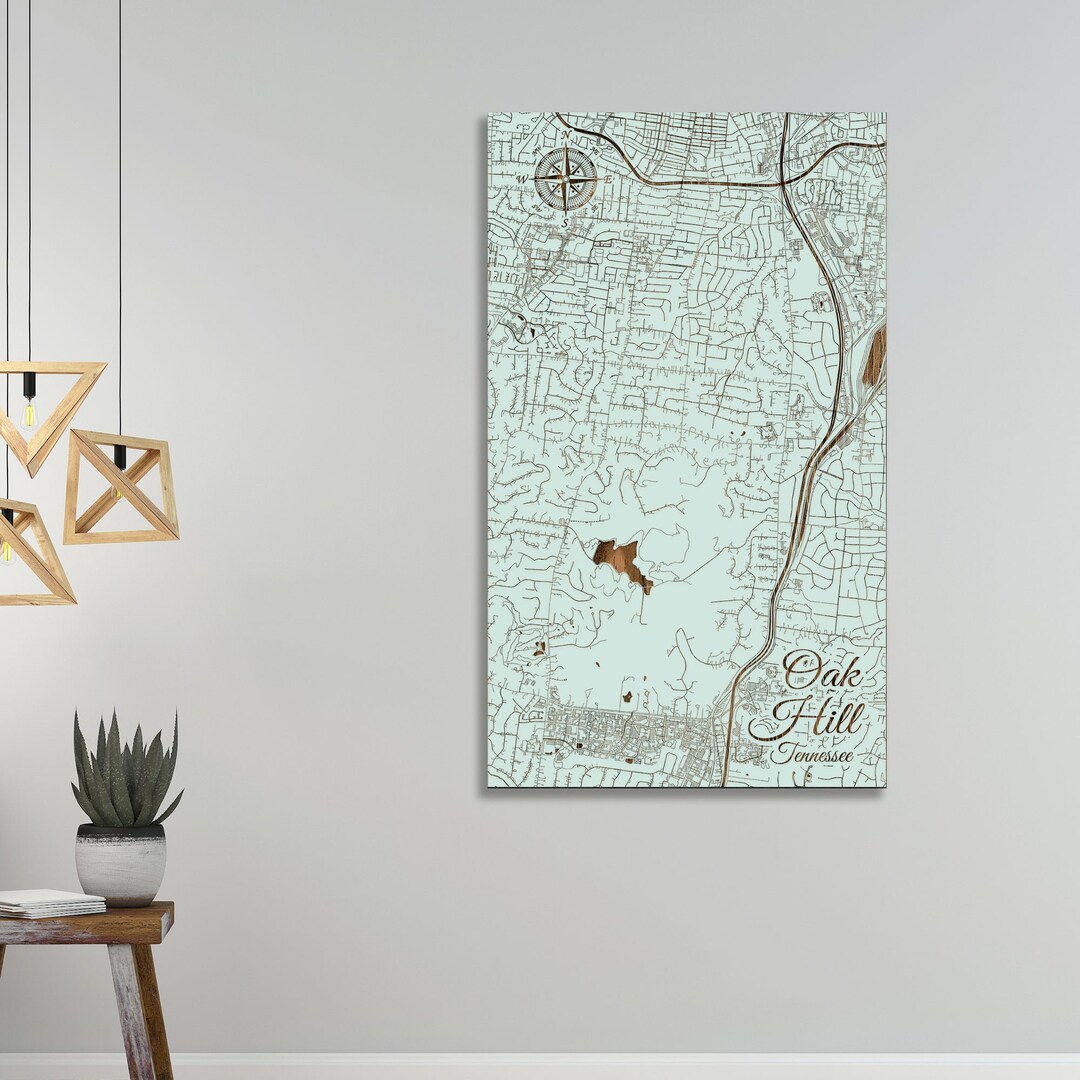 Tennessee Oak Hill Street Map Wood Wall Decor Etsy