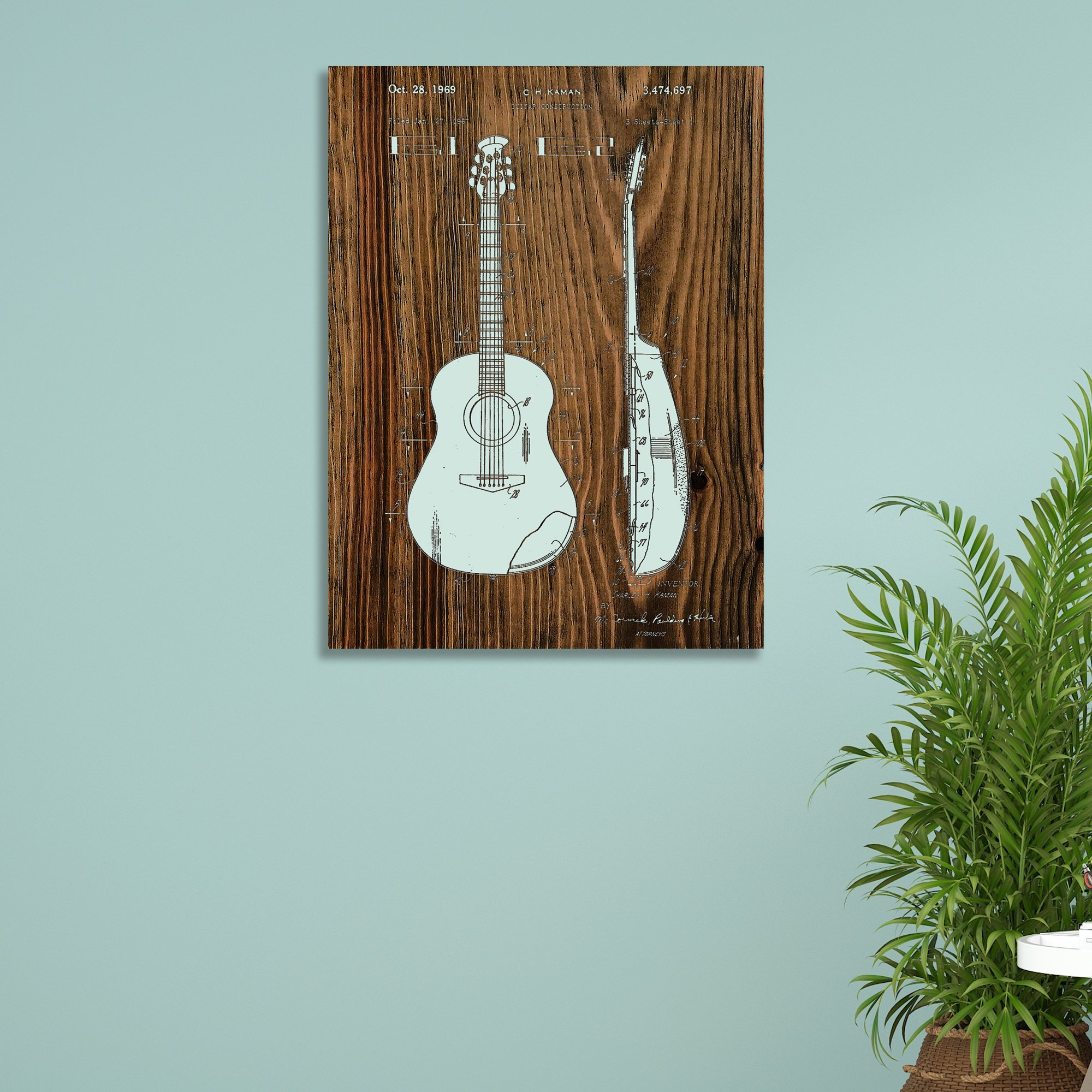 Acoustic Guitar Inverted| Wood Wall Decor - Etsy Canada