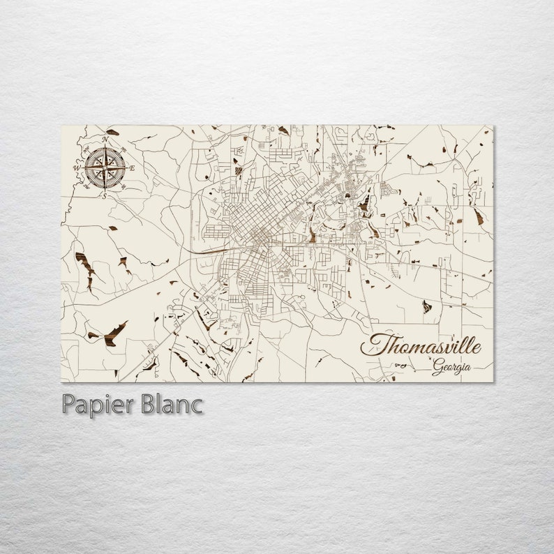 Thomasville Georgia Street Map Wood Engraved Wall Art Etsy Il I00j 