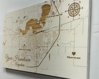 Custom Map Art | Personalized Map | Wood Engraved Map | Customized Location Map