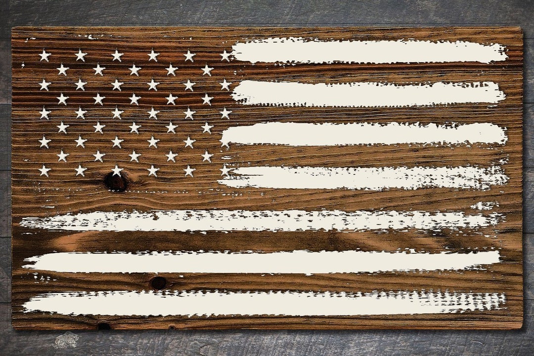 American Flag Wood Wall Art Wood Engraved Art USA Flag Wood Art