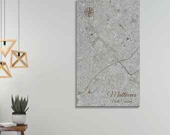 North Carolina: Matthews Street Map| Wood Wall Decor