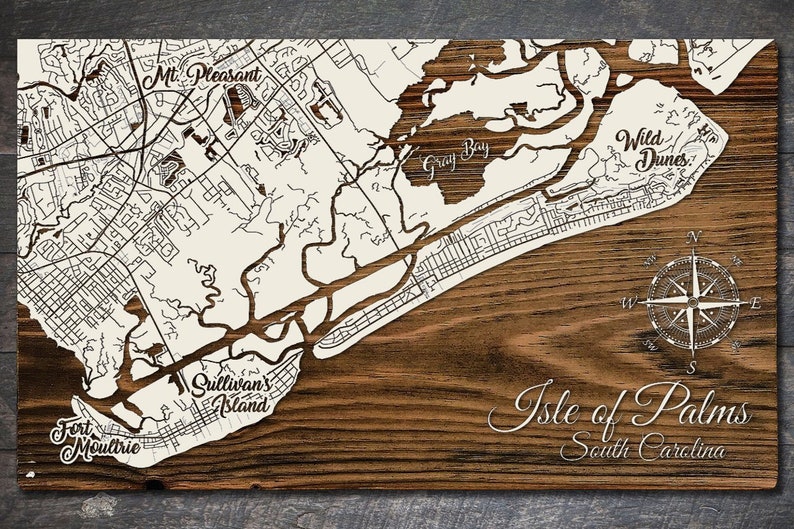 Bridesmaid Gift South Carolina; Wood Wall Art Wedding Gift Wood Burning Art Isle of Palms Rustic Home Decor Groomsmen Gift