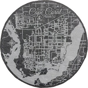 Cape Coral, Florida Round Slate Coaster | Coaster Set | Drink Coaster | Housewarming Gift | Home Decor | Slate Coaster of Cape Coral, FL