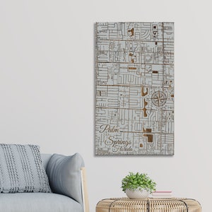 Palm Springs Florida Street Map: Wood Engraved Wall Art