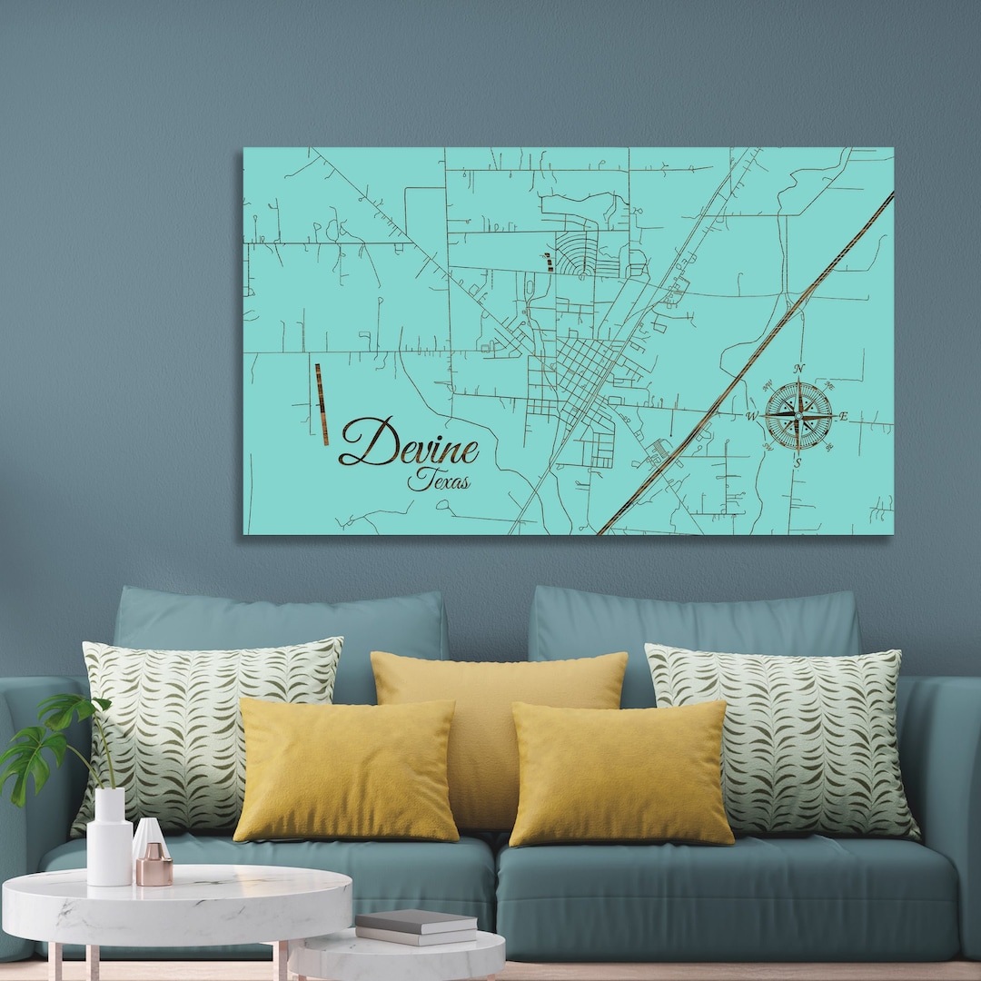 Texas Devine Street Map Etsy