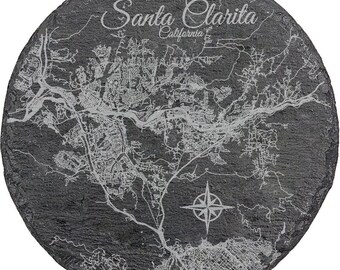 Santa Clarita, California Round Slate Coaster