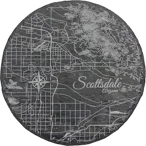 Scottsdale Arizona Slate Coaster Set: Etched City Map