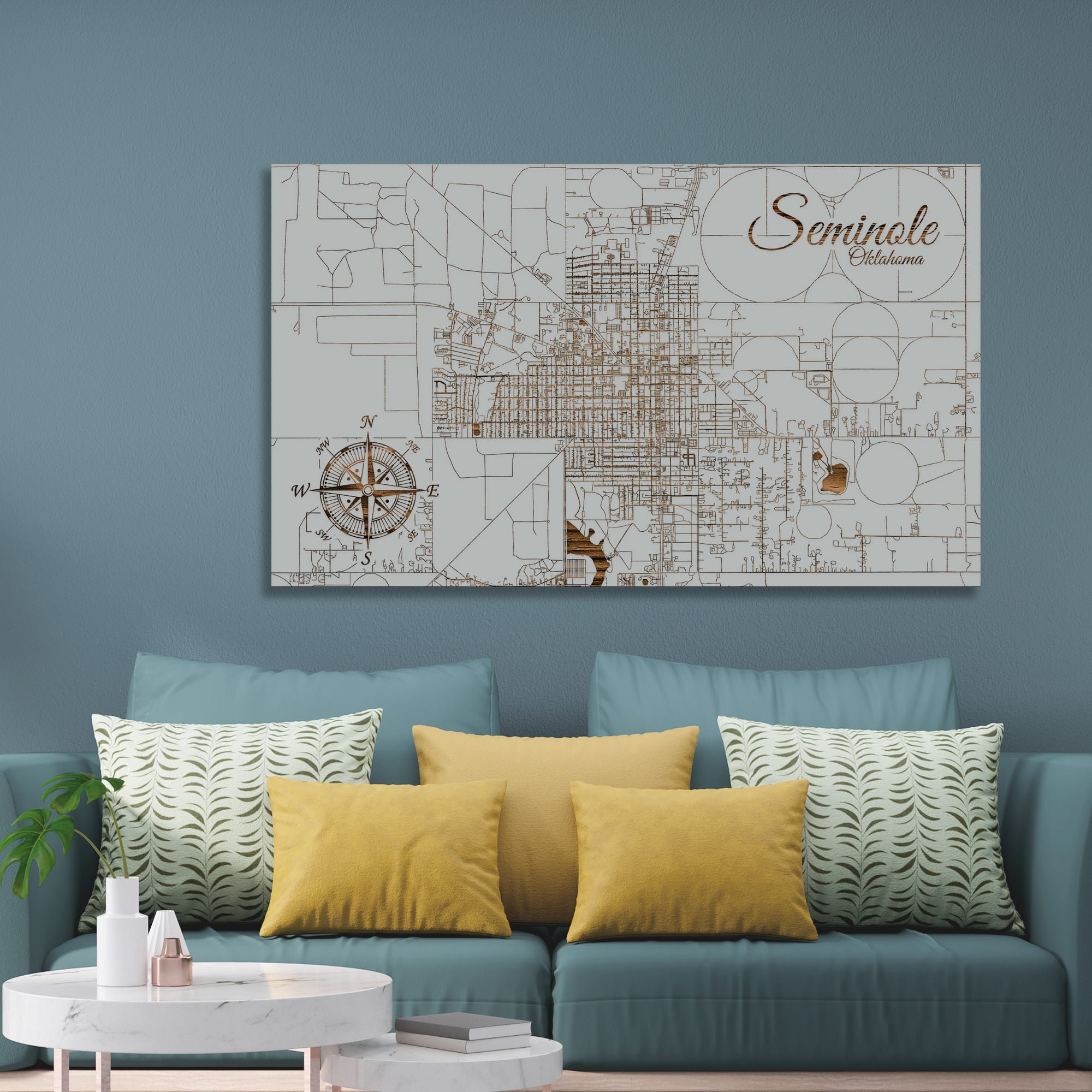 Oklahoma: Seminole Street Map| Wood Wall Decor - Etsy