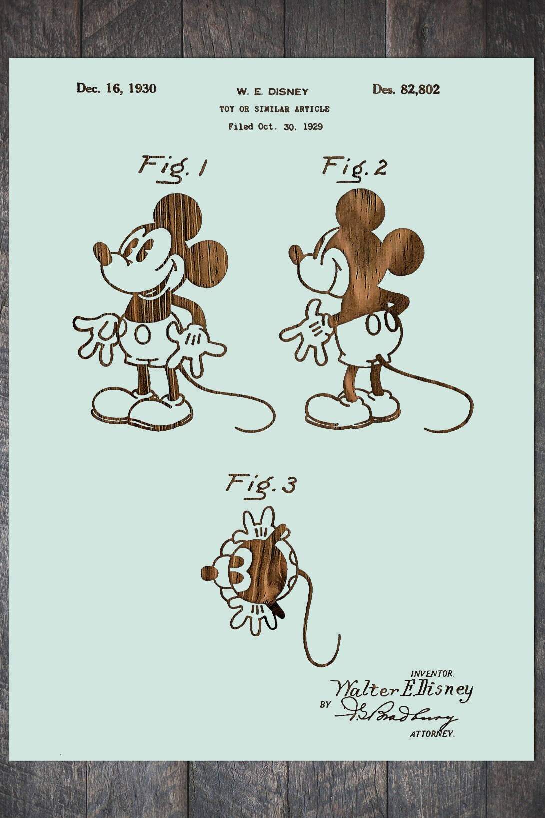 Mickey Mouse Wood Patent | Mickey Mouse | Vintage Mickey Mouse