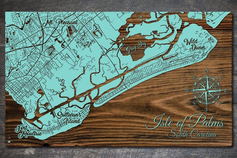 Bridesmaid Gift South Carolina; Wood Wall Art Wedding Gift Wood Burning Art Isle of Palms Rustic Home Decor Groomsmen Gift
